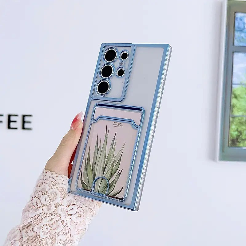 Electroplating Soft Phone Case with Card Slot for Samsung