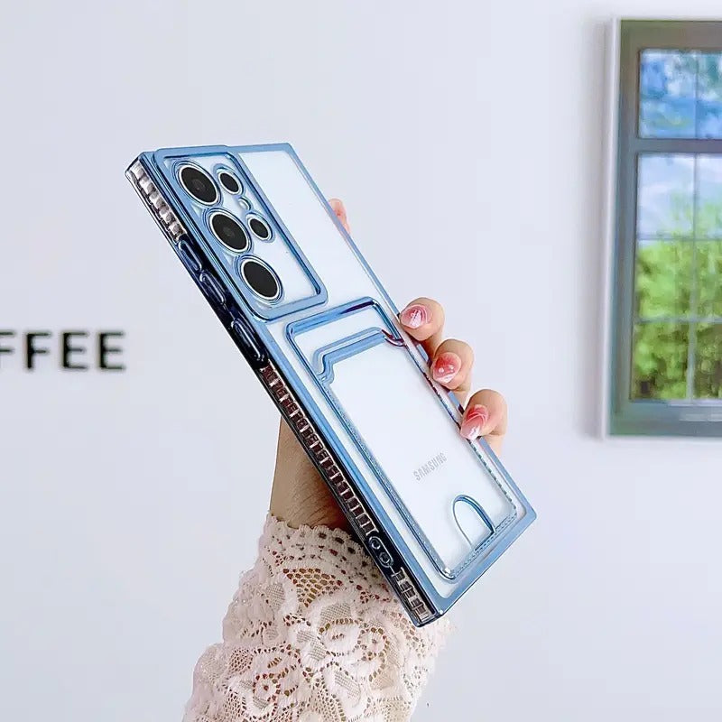 Electroplating Soft Phone Case with Card Slot for Samsung