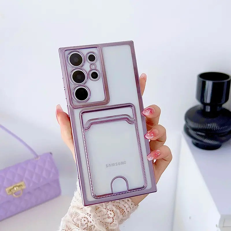 Electroplating Soft Phone Case with Card Slot for Samsung