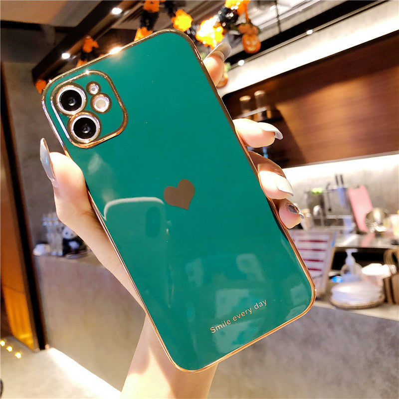 Solid Color Electroplating Heart Phone Case for Edge