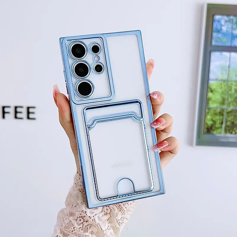 Electroplating Soft Phone Case with Card Slot for Samsung