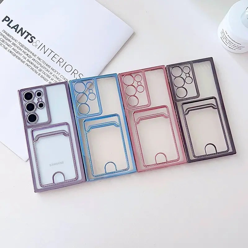 Electroplating Soft Phone Case with Card Slot for Samsung