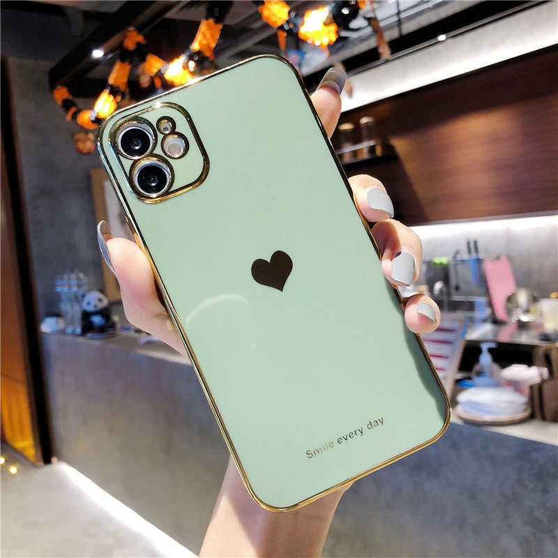 Solid Color Electroplating Heart Phone Case for Edge