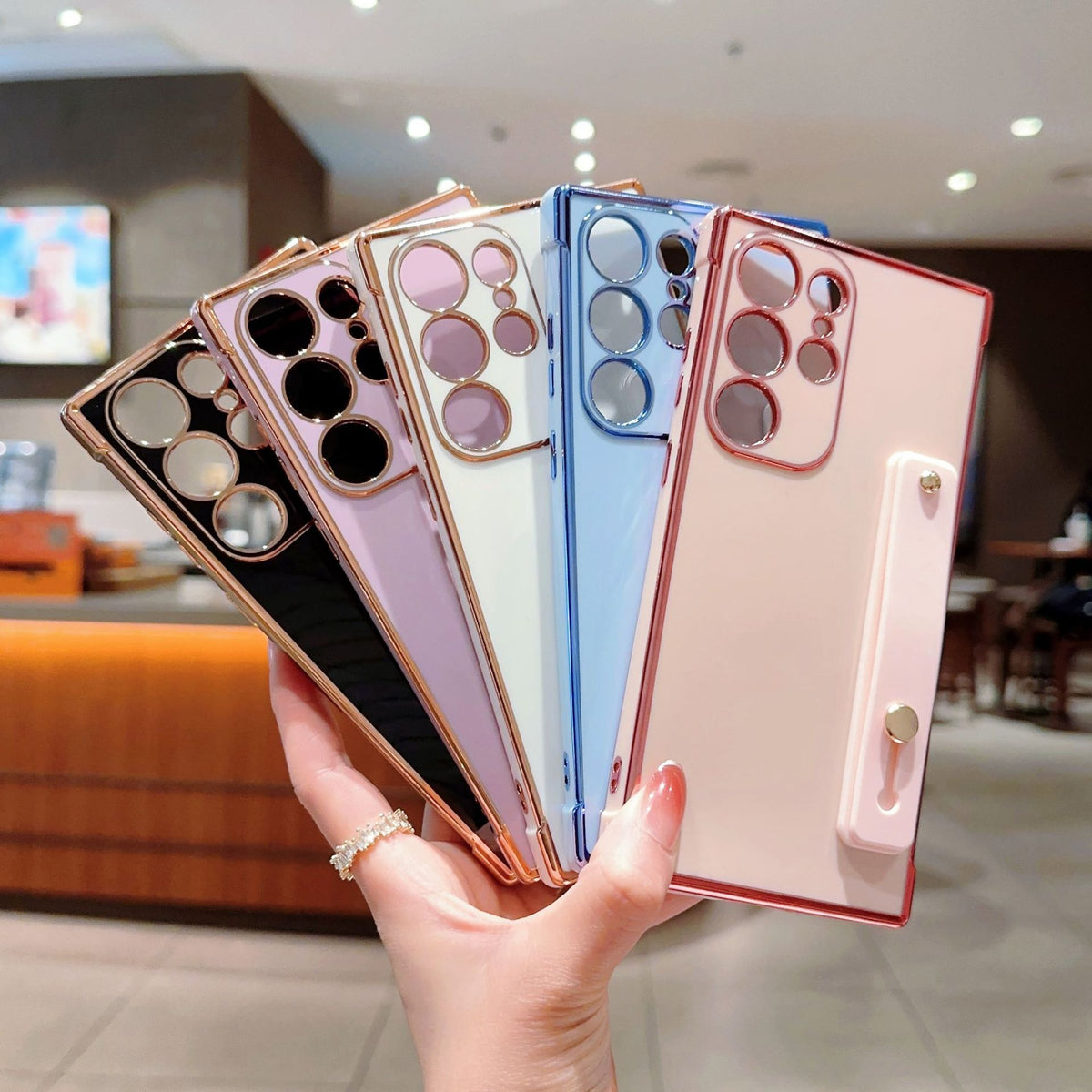 Pure Color Electroplating Wrist Strap for Samsung Case