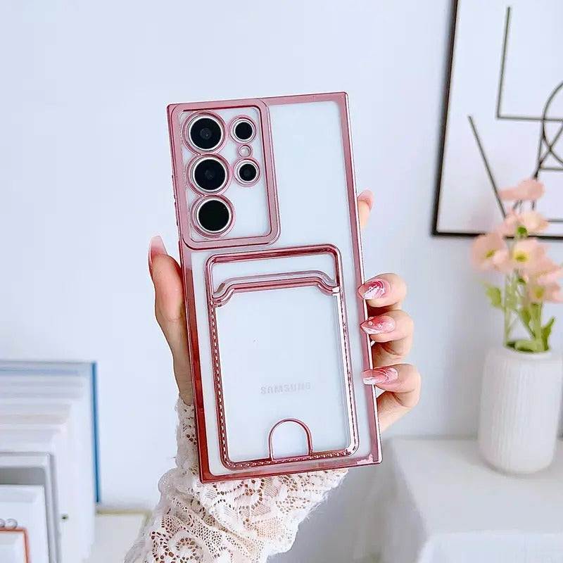 Electroplating Soft Phone Case with Card Slot for Samsung