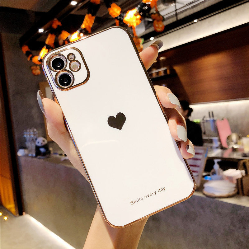 Solid Color Electroplating Heart Phone Case for Edge