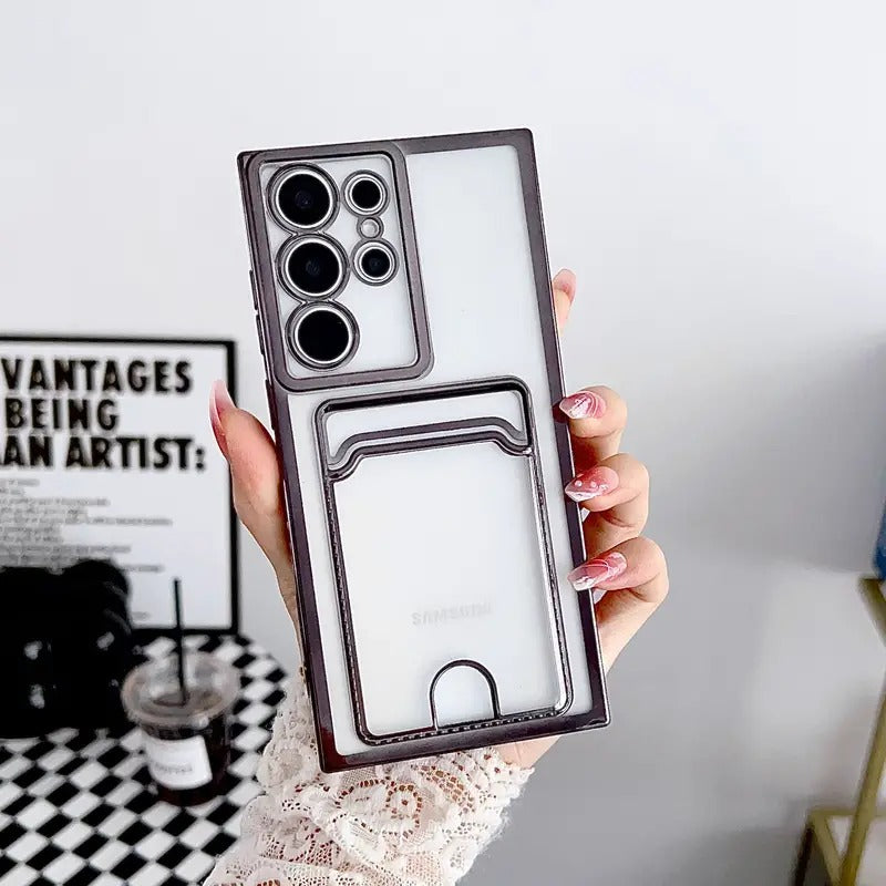 Electroplating Soft Phone Case with Card Slot for Samsung